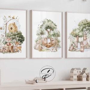 DIGITAL Woodland Nursery prints, Baby room decor, Woodland Nursery decor, Woodland baby animal prints, kids room decor, Woodland Baby shower