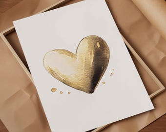 Gold Love Heart Print, Trendy Nursery Decor (Digital Download)