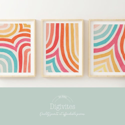 Mid Century Modern Nursery Wall Art Colourful Prints Modern Etsy