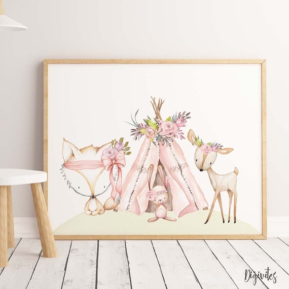 girl woodland nursery decor