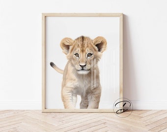 Lion Cub Nursery Print, Safari Animal Art (Digital Download)