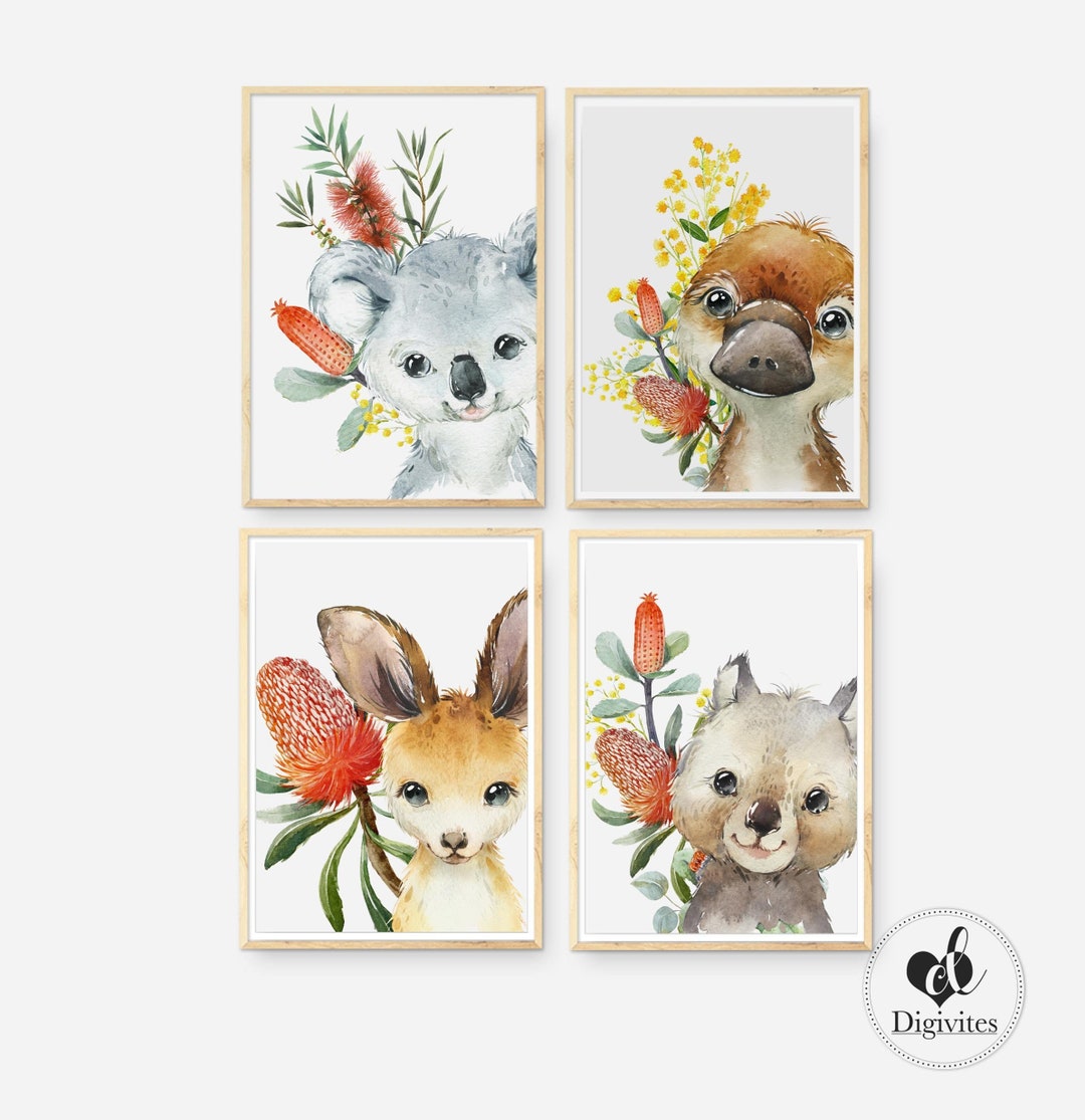 Baby Nursery Decor Australian Animals Nursery Wall Art Set - Etsy