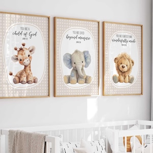 Bible verse nursery wall art, Christian Nursery decor, Nursery scripture art, Neutral Nursery, Safari nursery prints, Printable nursery art