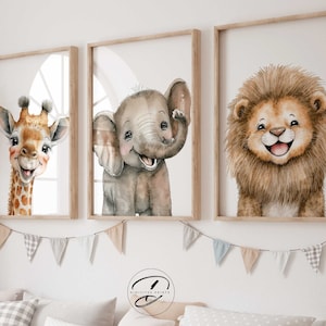 Set of 3 Baby Safari Animals for Nursery wall art, Nursery decor animals, Safari Nursery decor, jungle animals, kids wall art, Printable Art