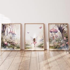 Fairy Garden Prints Set, Wildflower Nursery Decor