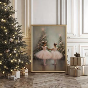 Vintage Christmas Wall art print, Nutcracker Ballet Christmas Print, Christmas Printable, Black Ballerina Christmas poster, Holiday decor