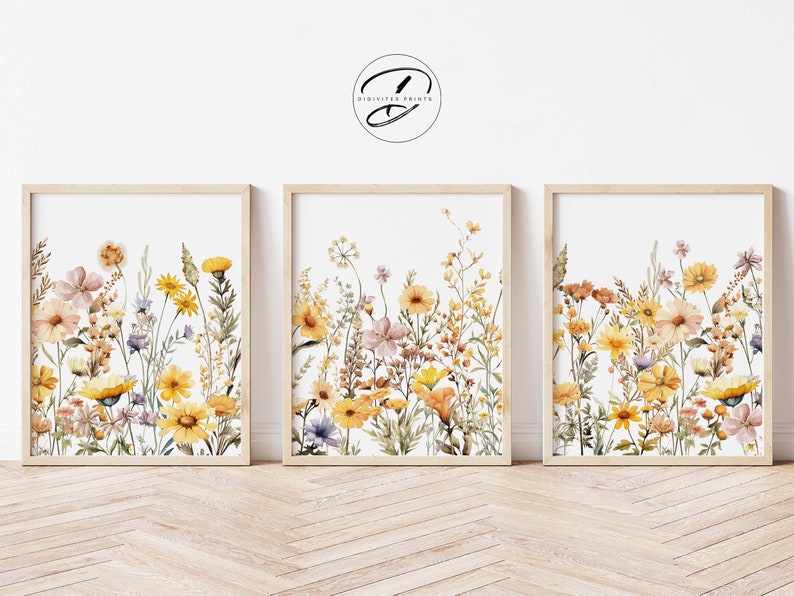 Boho Nursery Wall Art, Wildflower Nursery Decor, Botanical Print ...