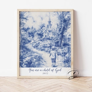 Vintage Boy Nursery wall art print, DIGITAL print, Christian wall art, Nursery decor boys, Toile Nursery decor, Bible verse, Baptism gift