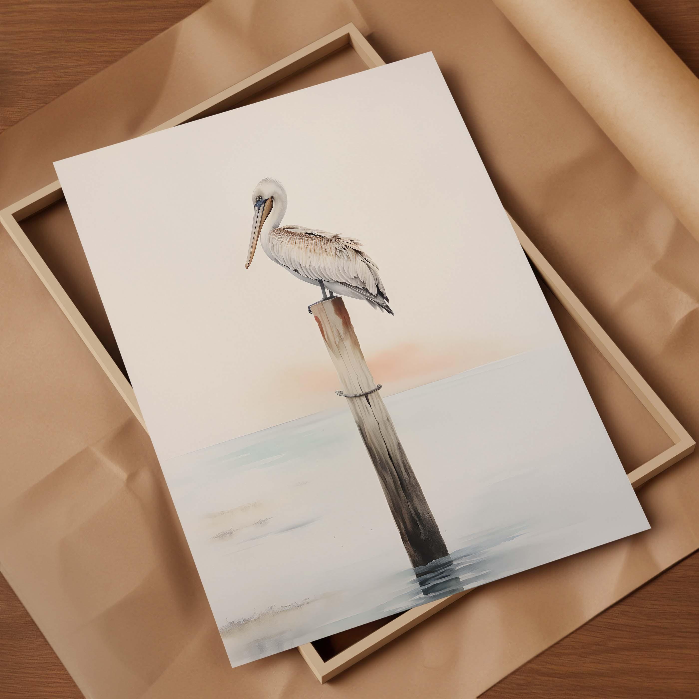 Pelican Coastal Wall Art Print, Digital Seaside Bird Poster, Ocean ...