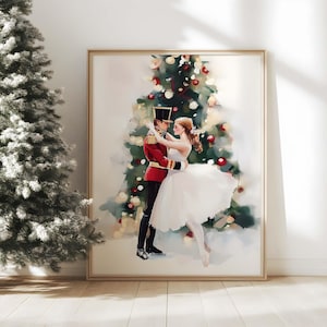 Vintage Christmas Wall art print, Nutcracker Ballet Christmas Print, Christmas Tree, Festive Christmas decor, Christmas printable wall art