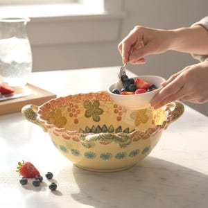Bol de cerámica Deruta italiana vintage / Plato de servir de mayólica pintado a mano