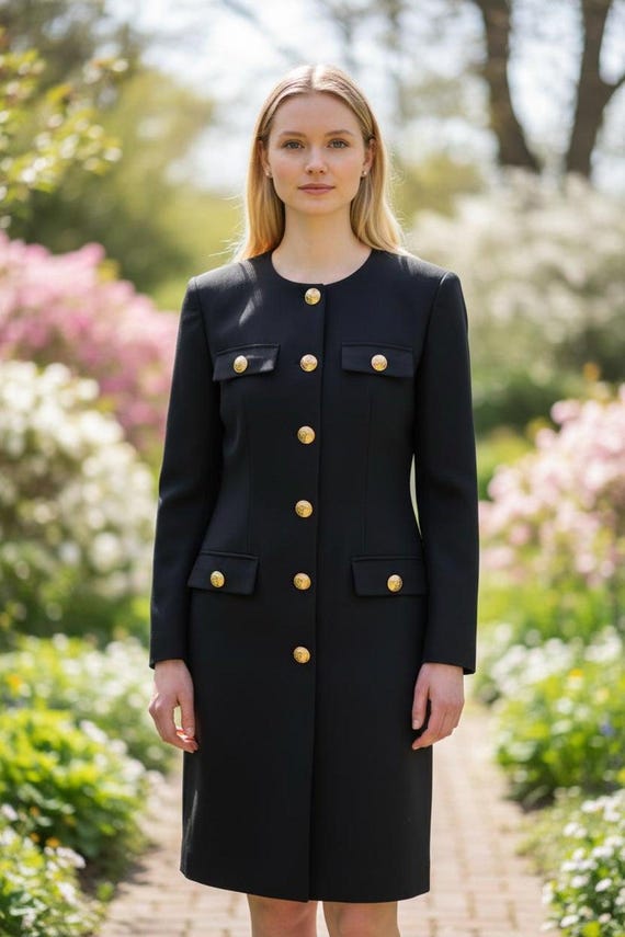 Talbots, Vintage 1990s Talbots Wool Longline Gold Button Blazer Size 6 New Never Worn with Store Tag