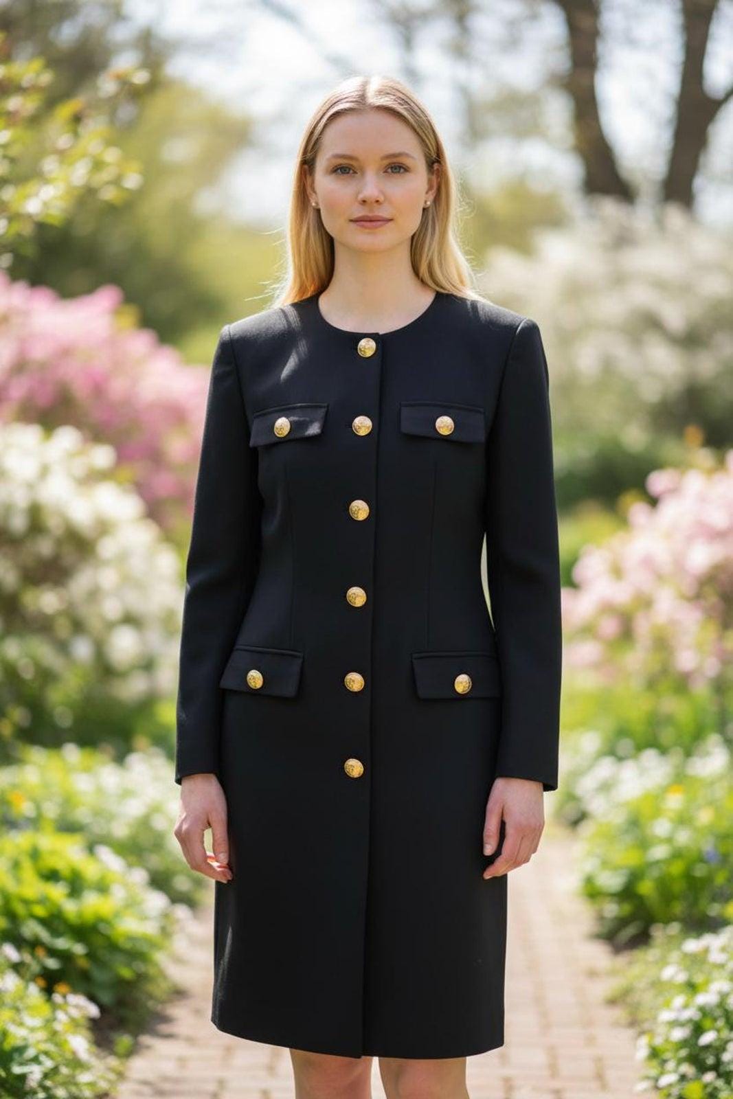 Talbots, Vintage 1990s Talbots Wool Longline Gold Button Blazer Size 6 New Never Worn with Store Tag