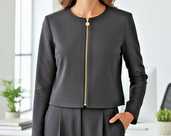 Ensemble costume 3 pièces Liz Claiborne VTG Années 90, veste et 2 pantalons, noir gothique corporatif 4/6