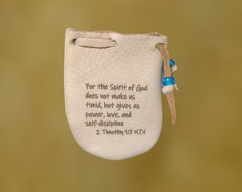 MAKE AN OFFER Elk Leather   3" x 3-1/2"  Neck Pouch - Spirit of God