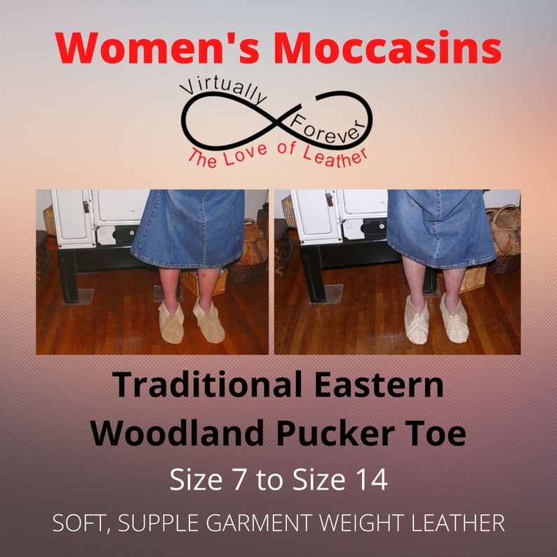 Women's Granada Leather Eastern Woodlands Traditional Native American Pucker Toe Smooth Moccasin along with FREE LEATHER POUCH image 4