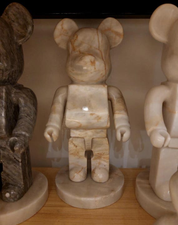 Marble Bearbrick Decorative Statue, White Bear Brick Figurine