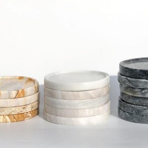 Set of 4/6/8 Round Century Marble Coaster, Home Decor, Gift Ideas, Interior Decor, Elegant Marble, Stone Drinkware, Kitchen Accent