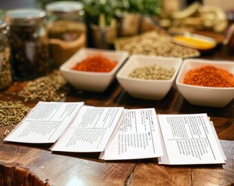 Tarjeta de recetas digitales DIY de 44 Global Spice Blends para PDF. Descarga instantánea de PDF para una cocina internacional creativa y sabrosa.