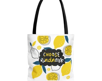 Sac fourre-tout (AOP), Imprimé citron, Choose Kindness