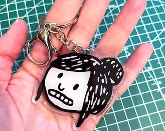 Awkward Lady Keychain 2.5" acrylic charm