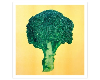 Broccoli four-color riso print 11"x11" risograph vegetable home decor