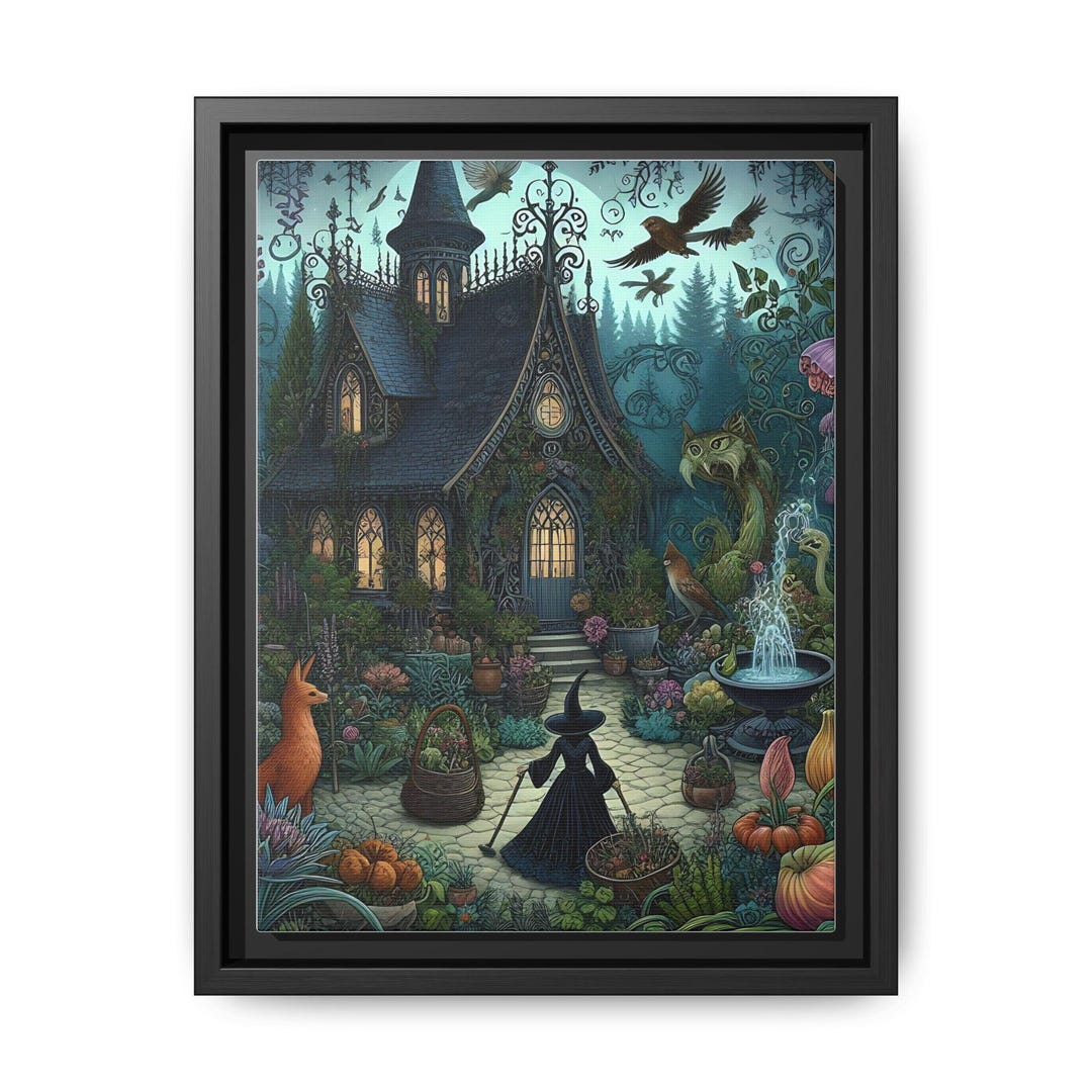 Witch's Garden - Canvas Wall Art Print, Witch Cottage Dark Academia ...