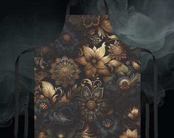 Victorian Luxe - Black - Gothic Kitchen Apron, Alternative Apron, Unique Apron, Gothic Style Coverall, Chefs Apron, Gothic Style Pinafore