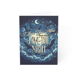 Love The Night - Gothic wenskaart, Witchy Celebration Card, Gothic Valentines Card, Creepy Valentines, Dark Romance, Gothic verjaardag