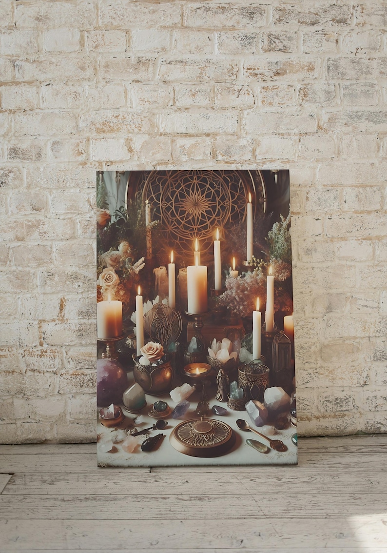 Wiccan Altar 1 - Framed Matte Canvas Print, Home Décor Wall Art, Pagan ...