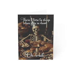 Sleep When You&#39;re Dead - Gothic Greeting Card, Alternative Card, Dark Humor Birthday Card, Fantasy Card, Gothic Birthday Card, Funny Card
