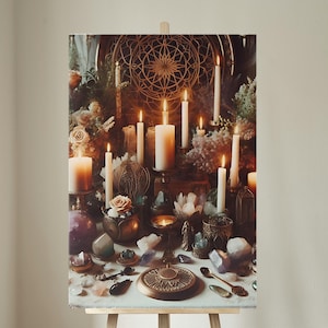 Wiccan Altar 1 - Framed Matte Canvas Print, Home Décor Wall Art, Pagan ...
