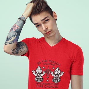 Be The Reason - Unisex Jersey Short Sleeve V-Neck Tee - Gothic Positive Affirmation, Gothic Sports Wear, Inspirational, Gothic Clothing