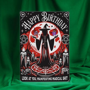 Gothic Digital Greeting Card - Witch Spell of Presents & Cakes - Whimsigoth Print - Digital Download - Instant Download - Wiccan Inspired