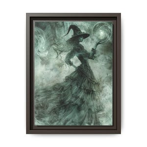 Witch&#39;s Wisdom - Framed Matte Canvas Print, Witch Décor, Gothic Home Décor, Spooky Wall Print, Gothic Fantasy Portrait, Gothic Spell Art