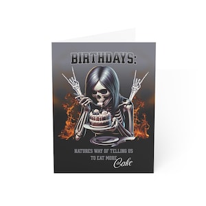 Eat More Cake - Gothic Greeting Card, Alternative Birthday Card, Witchy Birthday Card, Dark Fantasy Card, Greeting Card Alternatives