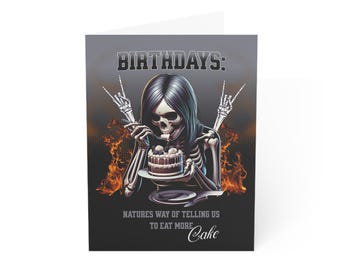 Eat More Cake - Gothic Greeting Card, Alternative Birthday Card, Witchy Birthday Card, Dark Fantasy Card, Greeting Card Alternatives