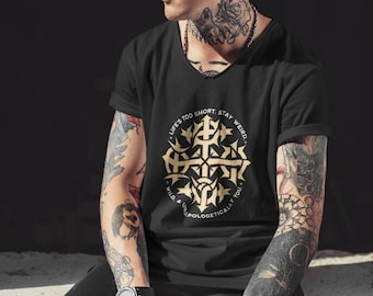 Stay Weird - Unisex Jersey Short Sleeve V-Neck Tee - Gothic Positive Affirmations, Gothic Sports Wear, Inspirational Quote, Gothic Clothing