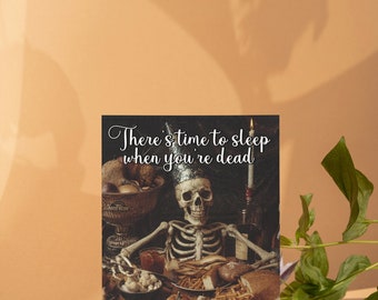Skeleton Party Gothic Greeting Card - Digital Art Printable - Whimsigoth Inspired - Instant Download - Gothic Birthday - Funny Birthday Card