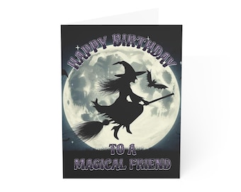 Magische vriend - gotische wenskaart, alternatieve kaart, Witchy-verjaardagskaart, Dark Fantasy-kaart, gotische verjaardagskaart, griezelige verjaardagskaart