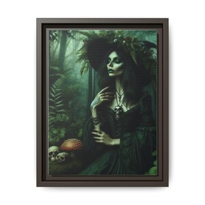 Forest Enchantress - Framed Matte Canvas Print, Witch Décor, Gothic Home Décor, Spooky Wall Print, Gothic Fantasy Portrait, Gothic Art