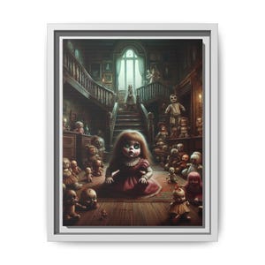 Haunted Playthings  - Framed Matte Canvas Print, Witchy Décor, Gothic Home Décor, Spooky Print, Dark Fantasy Art, Halloween Wall Art
