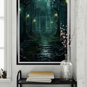 Abandoned Castle - Framed Matte Canvas Print, Halloween Home Décor, Gothic Wall Art, Dark Fantasy, Gothic Home Décor, Ready to Hang