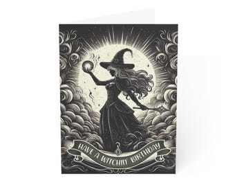 Witchin' Birthday - Gothic Greeting Card, Alternative Card, Whimsigoth Birthday Card, Fantasy Boho Card, Gothic Birthday Card, Witch Card
