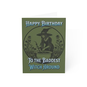 The Baddest Witch - Gothic Greeting Card, Alternative Card, Whimsigoth Birthday Card, Fantasy Boho Card, Gothic Birthday Card, Witch Card