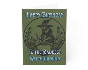 The Baddest Witch - Gothic Greeting Card, Alternative Card, Whimsigoth Birthday Card, Fantasy Boho Card, Gothic Birthday Card, Witch Card