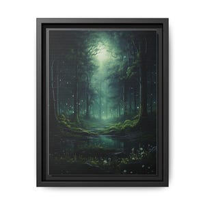 Fireflies - Framed Matte Canvas Art, Mystical Forest Wall Décor, Spooky Gothic Home Décor, Framed Nature Print, Halloween, Witchy Vibes