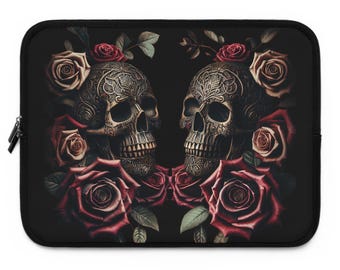 Dark Blossom - Gothic Laptop Sleeve, Witchy Alternative Laptop Case, Travel Laptop Case, Gothic Style laptop Bag, Spooky Laptop Cover
