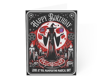 Carte D'anniversaire Gothique Tête De Mort - Pour Fans De Métal, Rock - Intérieur Vierge, Avec Enveloppe Blanche - 2