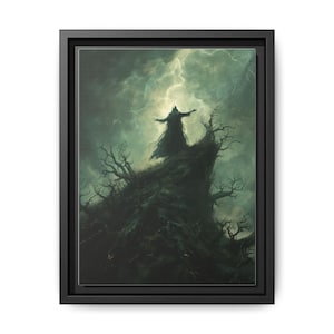 Stormcaller - Framed Matte Canvas Art, Gothic Wall Art, Witchy Vibes Halloween Decoration, Gothic Home Décor, Dark Fantasy Artwork